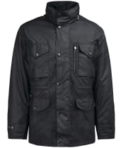 Men's Barbour Sapper Waxed Jacket - Black / Classic Tartan