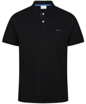 Men's Gant Regular Contrast Pique Short Sleeve Rugger Polo Shirt - Black