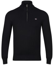 Men's Gant Casual Cotton Half Zip Sweater - Black