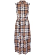 Women's Barbour Caroline Sleeveless Checked Midi Dress - Primrose Hessian