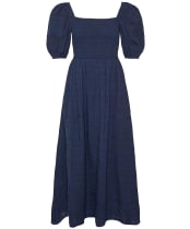 Women's Barbour Macy Checked Cotton Midi Dress - Navy