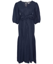 Women's Barbour Annie Linen Cotton Blend Midi Dress - Navy