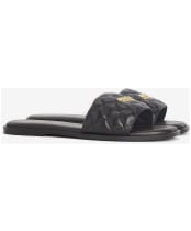 Women's Barbour International Kinghorn Leather Slider Sandals - Black