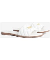 Women's Barbour International Kinghorn Leather Slider Sandals - White