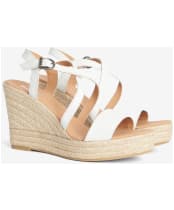 Women's Barbour Lucia Leather Espadrille Wedge Sandals - White
