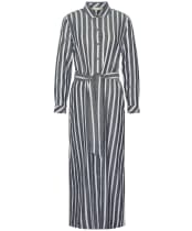 Women's Barbour Annalise Lyocell Linen Blend Maxi Shirt Dress - Navy Stripe