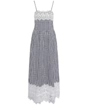 Women's Barbour Glamis Seersucker Check Midi Dress - Navy Check