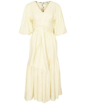 Women's Barbour Annie Linen Cotton Blend Midi Dress - Lemon Souffle