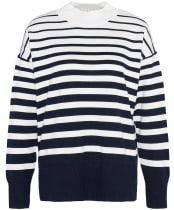 Women's Barbour Marloes Knitted Funnel Neck Jumper - Ecru Stripe