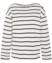 Women's Barbour Caroline Crew Neck Sweatshirt - Antique White Stripe
