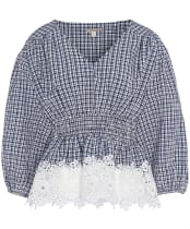 Women's Barbour Glamis Seersucker Popover Top - Navy Check