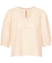 Women's Barbour Belmont Checked Seersucker Top - Mallow Pink Check