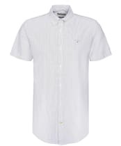 Men's Barbour Striped Oxtown Short Sleeve Tailored Fit Cotton Shirt - Pale Sage