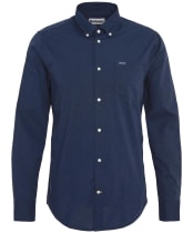 Men's Barbour Comfort Stretch Long Sleeve Cotton Blend Shirt - Navy