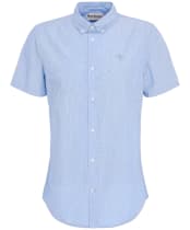 Men's Barbour Crest Poplin Short Sleeve Tailored Fit Shirt - Sky