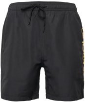 Men's Barbour International Large Logo Swim Shorts - Black / Yellow