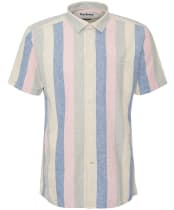 Men's Barbour Portwell Short Sleeve Summer Fit Linen Blend Shirt - Olive
