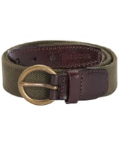 Women's Barbour Leather Stretch Webbing Belt - Khaki