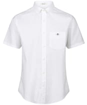 Men's Gant Regular Short Sleeve Cotton Linen Shirt - White