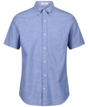 Men's Gant Regular Short Sleeve Cotton Linen Shirt - Rich Blue
