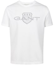 Men's Gant Logo Short Sleeve Cotton T-Shirt - Eggshell