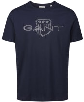 Men's Gant Logo Short Sleeve Cotton T-Shirt - Rich Blue