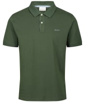 Men's GANT Regular Contrast Pique Short Sleeve Rugger Polo Shirt - Pine Green