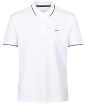 Men's GANT Tipped Pique Rugger Short Sleeve Cotton Polo Shirt - White
