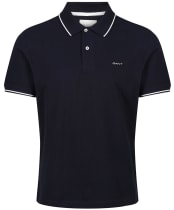 Men's GANT Tipped Pique Rugger Short Sleeve Cotton Polo Shirt - Evening Blue