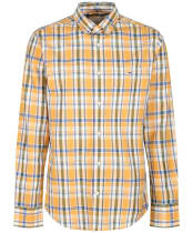 Men's Gant Regular Long Sleeve Cotton Linen Check Shirt - Faded Orange