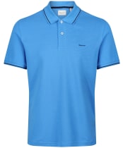 Men's GANT Tipped Pique Rugger Short Sleeve Cotton Polo Shirt - Day Blue