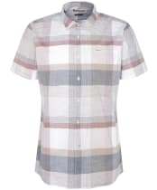 Men's Barbour Hurlford Regular Short Sleeve Checked Summer Shirt - White