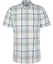 Men's Barbour Oakfield Regular Short Sleeve Checked Summer Shirt - Ecru