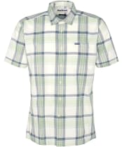 Men's Barbour Rosewell Regular Short Sleeve Checked Summer Shirt - Green