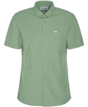 Men's Barbour Thermond Regular Short Sleeve Seersucker Summer Shirt - Green