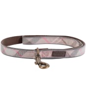 Barbour Reflective Tartan Dog Lead - Taupe / Pink Tartan