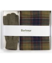 Men’s Barbour Tartan Scarf and Glove Gift Set - Classic / Olive