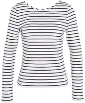 Women's Barbour Langton Long Sleeve Rib Stripe Top - Cloud Stripe