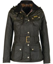 Women's Barbour International Waxed Jacket - Olive