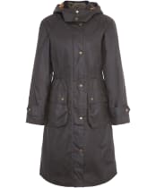 Women's Barbour Long Cannich Waxed Jacket - Olive / Classic Tartan