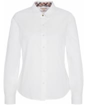 Women's Barbour Lavender Long Sleeve, Fitted, Cotton Blend Shirt - WHITE/HESSIAN TA