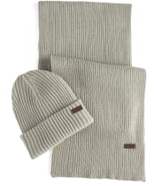 Men’s Barbour Crimdon Beanie and Scarf Gift Set - Grey