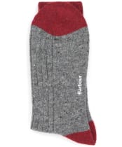 Men's Barbour Houghton Socks - MID GREY/RED
