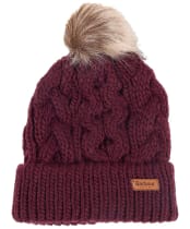 Women's Barbour Penshaw Cable Beanie - Bordeaux