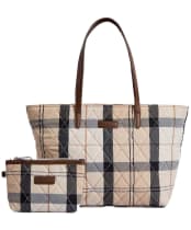 Women’s Barbour Wetherham Quilted Tartan Tote Bag - Safari Tartan