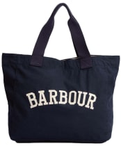 Women's Barbour Logo Holiday Tote Bag - Navy / Stone