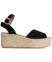 Women's Barbour Aspen Espadrille Wedge Sandal - Black Suede