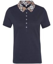 Women's Barbour Malvern Polo Shirt - Navy / Hessian