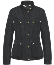 Women's Barbour International Halsey Quilted Jacket - BLACK/SILVER BIR