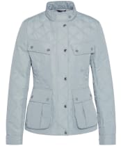 Women's Barbour International Halsey Quilted Jacket - LT STEEL/SILVER